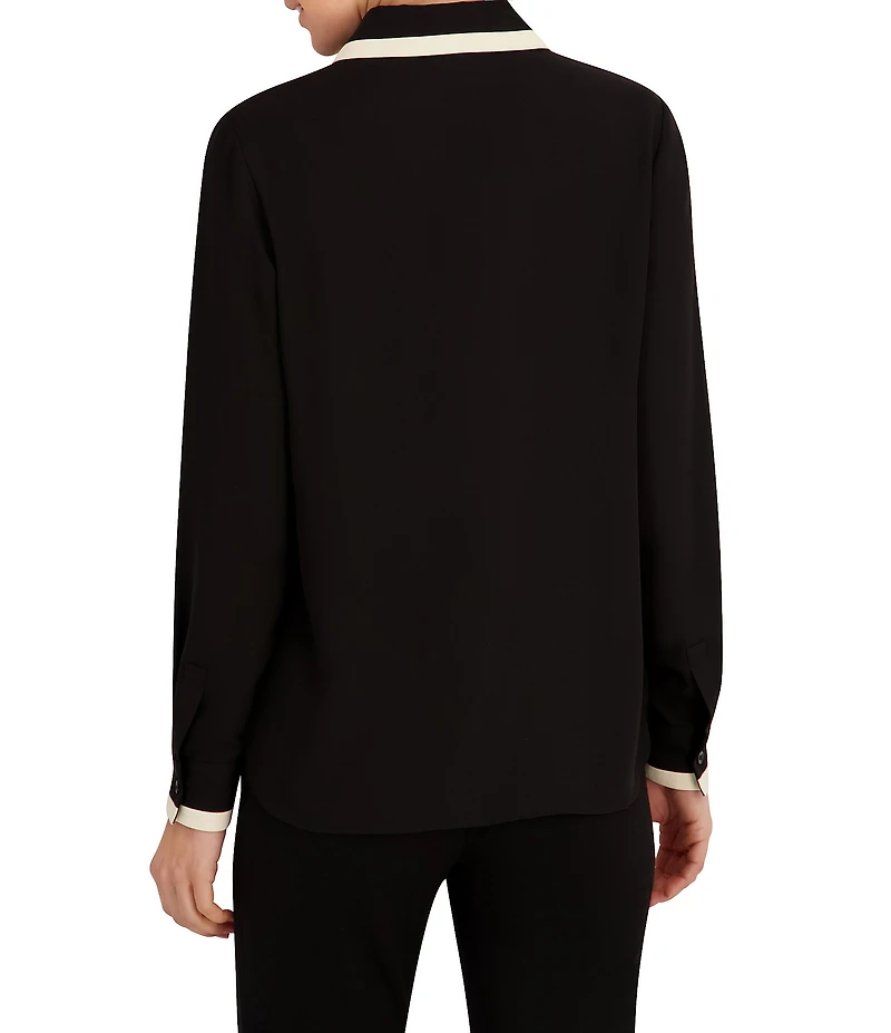 Anne Klein Petite Long Sleeve Button Down Blouse