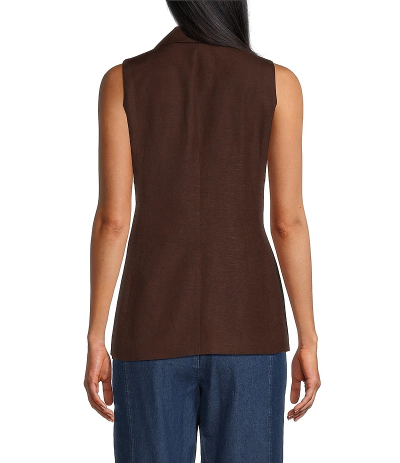 Anne Klein Petite Notch Collar Linen Blend Vest
