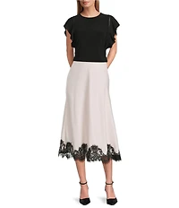 Anne Klein Petite Pleated Flutter Sleeve Jersey Knit Tank