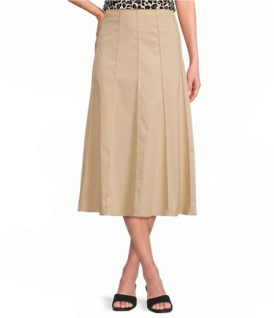 Anne Klein Petite Size Poplin Paneled A Line Midi Skirt