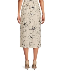 Anne Klein Petite Pull On Faux Wrap Linen Coordinating Midi Skirt