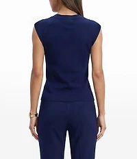 Anne Klein Petite Scoop Neck Rib Trim Tank