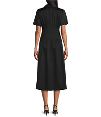 Anne Klein Petite Short Sleeve Cotton Shirt Dress