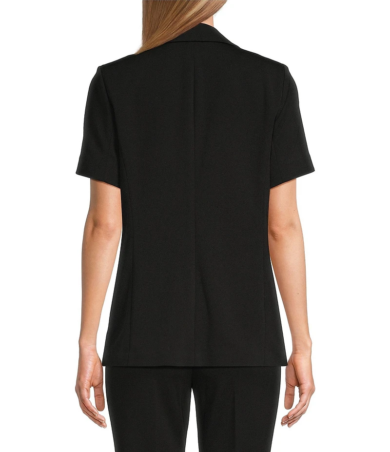 Anne Klein Petite Size Short Sleeve Faux Double Breasted Blazer