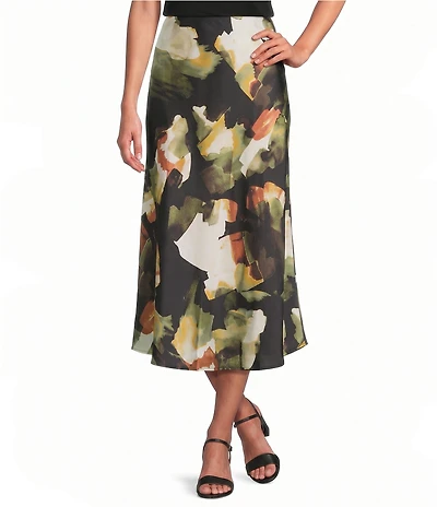 Anne Klein Petite Size Print Satin A Line Skirt