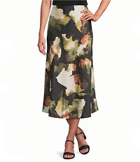 Anne Klein Petite Size Print Satin A Line Skirt