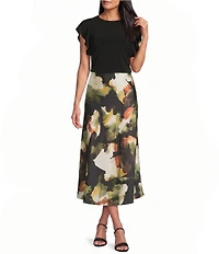 Anne Klein Petite Size Print Satin A Line Skirt