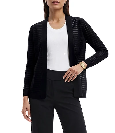 Anne Klein Petite Size Sheer Stripe Open Front Cardigan