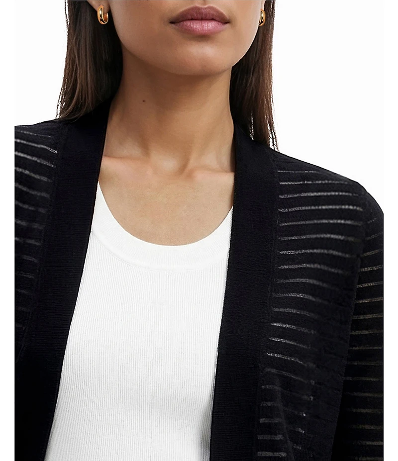 Anne Klein Petite Size Sheer Stripe Open Front Cardigan