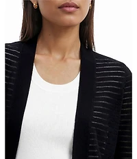 Anne Klein Petite Size Sheer Stripe Open Front Cardigan