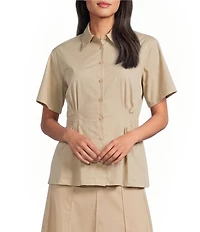 Anne Klein Petite Size Short Sleeve Poplin Shirt