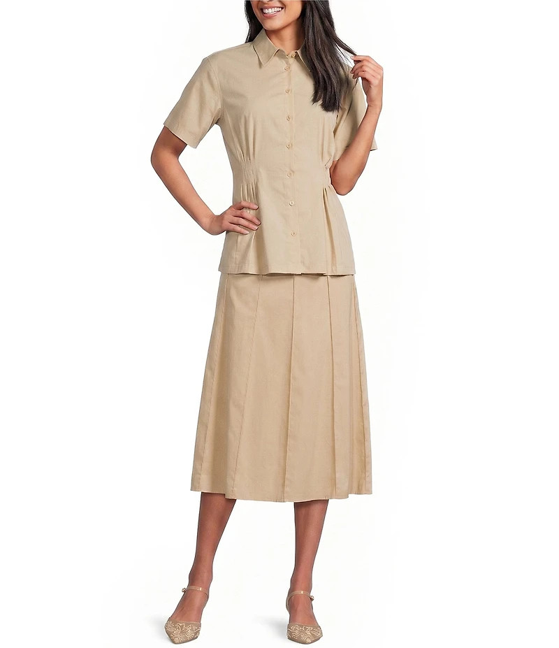 Anne Klein Petite Size Short Sleeve Poplin Shirt