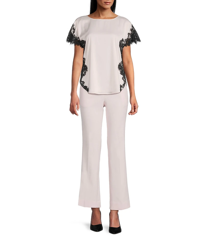 Anne Klein Petite Size Stretch Pull On Slash Pocket Straight Leg Pants