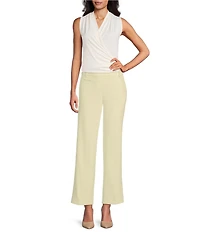 Anne Klein Petite Size Stretch Side Seam Pockets Pull-On Wide Leg Pants