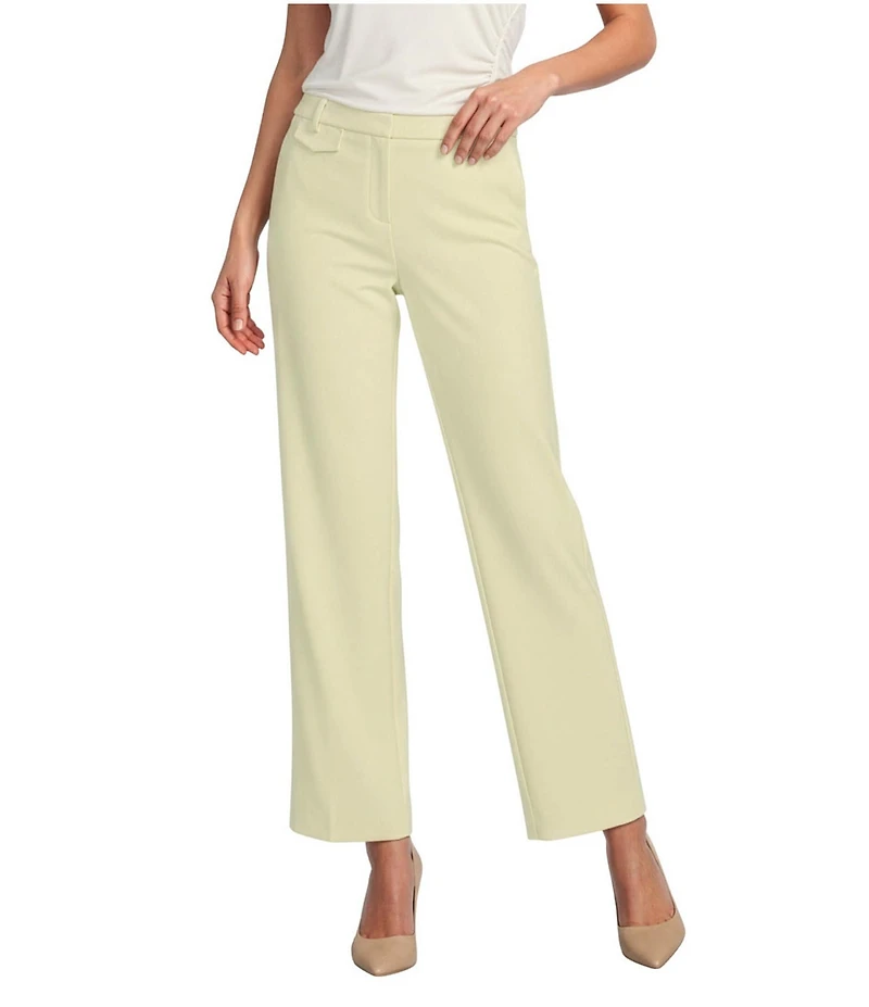 Anne Klein Petite Size Stretch Side Seam Pockets Pull-On Wide Leg Pants
