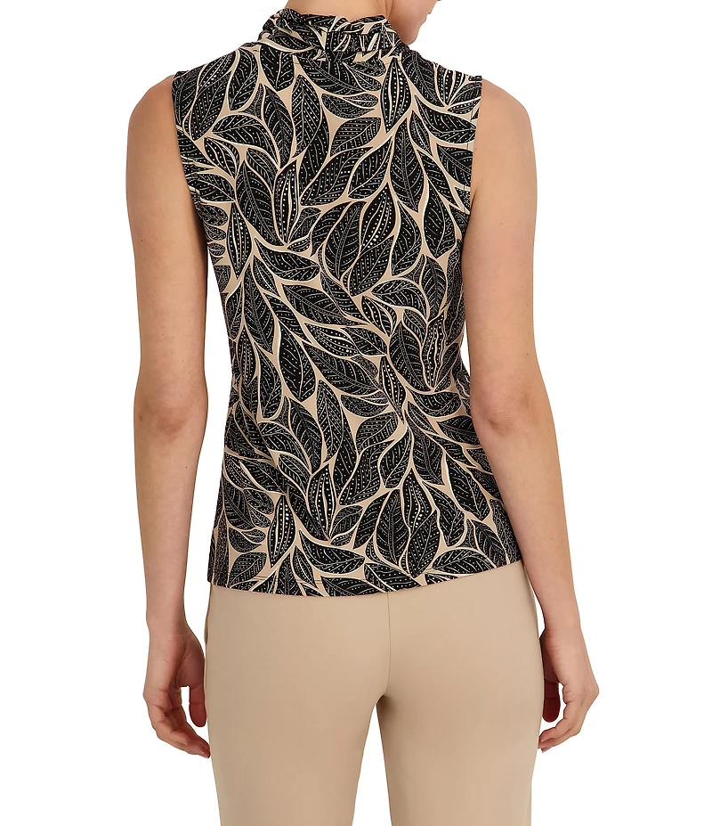 Anne Klein Petite V-neck Printed Knit Jersey Sleeveless Top