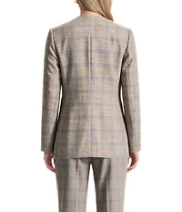 Anne Klein Plaid Faux Double Breasted Plaid Jacket