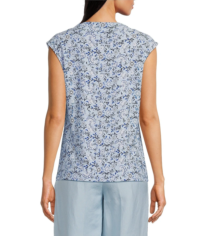Anne Klein Pleated Cowl Neck Cap Sleeve Blouse
