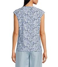 Anne Klein Pleated Cowl Neck Cap Sleeve Blouse