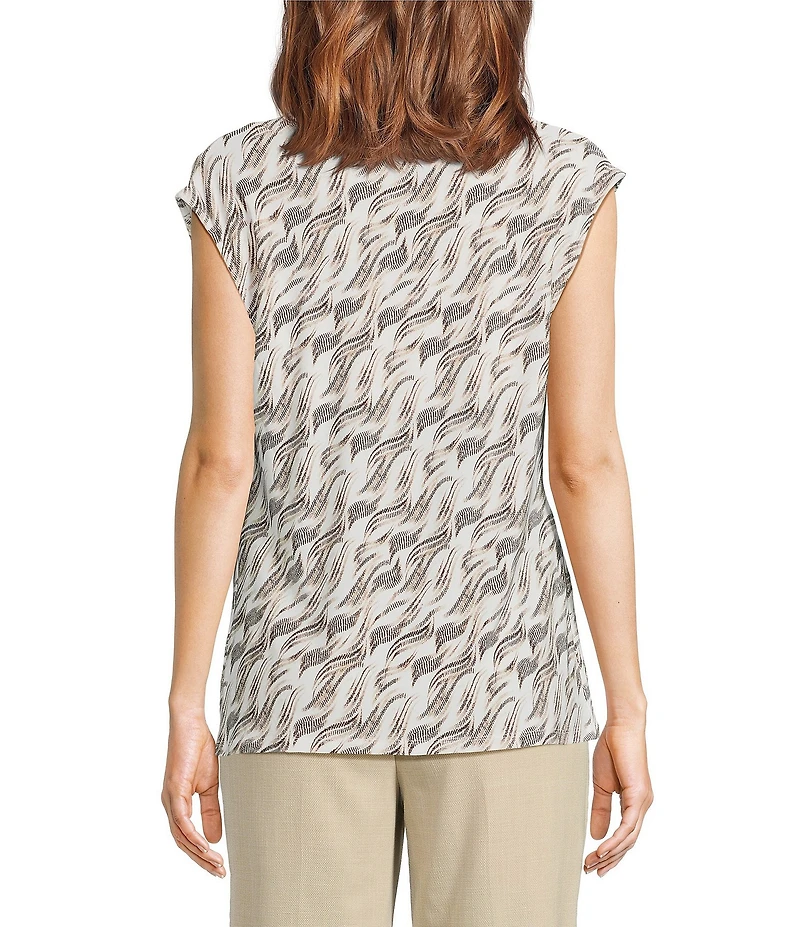 Anne Klein Pleated Cowl Neck Sleeveless Top