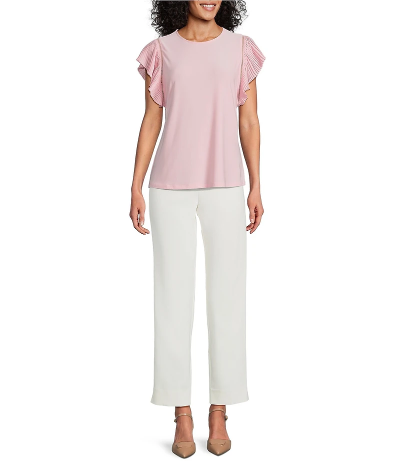 Anne Klein Pleated Flutter Sleeve Top