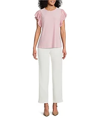 Anne Klein Pleated Flutter Sleeve Top