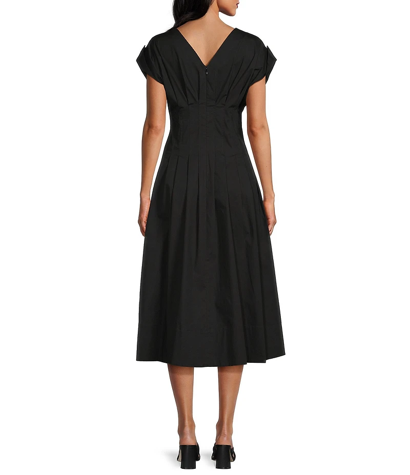 Anne Klein Pleated Waist A Line Pleated Midi Dress