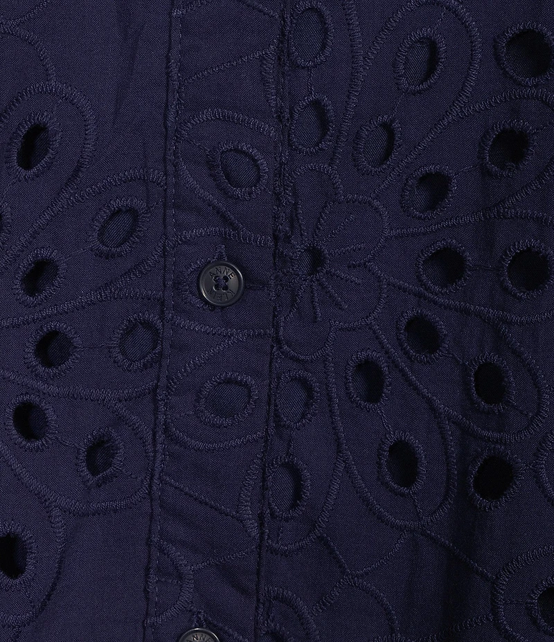 Anne Klein Plus 3/4 Sleeve Eyelet Shirt Dress