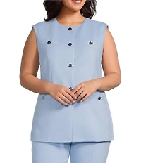 Anne Klein Plus 4 Button Welt Pocket Crepe Vest