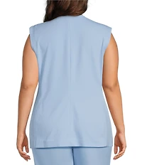 Anne Klein Plus 4 Button Welt Pocket Crepe Vest