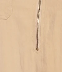 Anne Klein Plus Size Half Zip Roll Sleeve Twill Top