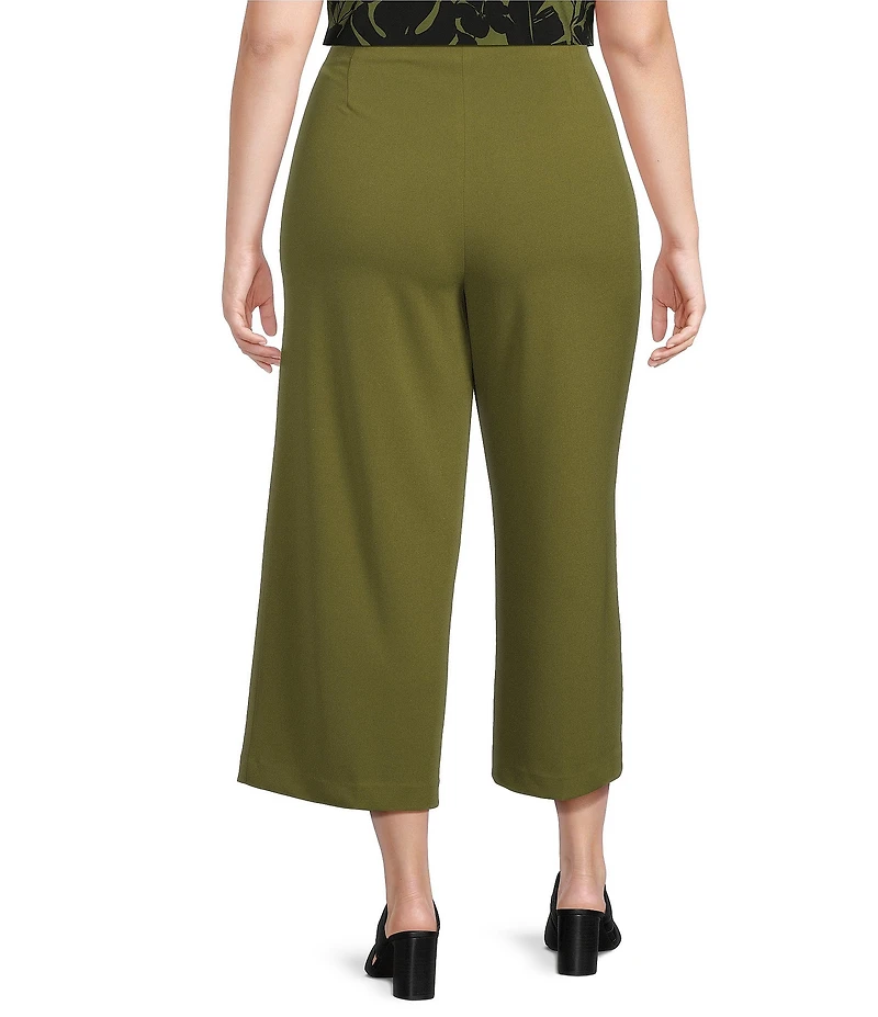 Anne Klein Plus Size High Rise Pull On Crop Wide Leg Pants