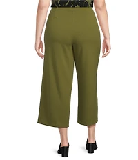 Anne Klein Plus Size High Rise Pull On Crop Wide Leg Pants