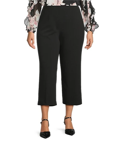 Anne Klein Plus High Rise Pull On Crop Wide Leg Pants