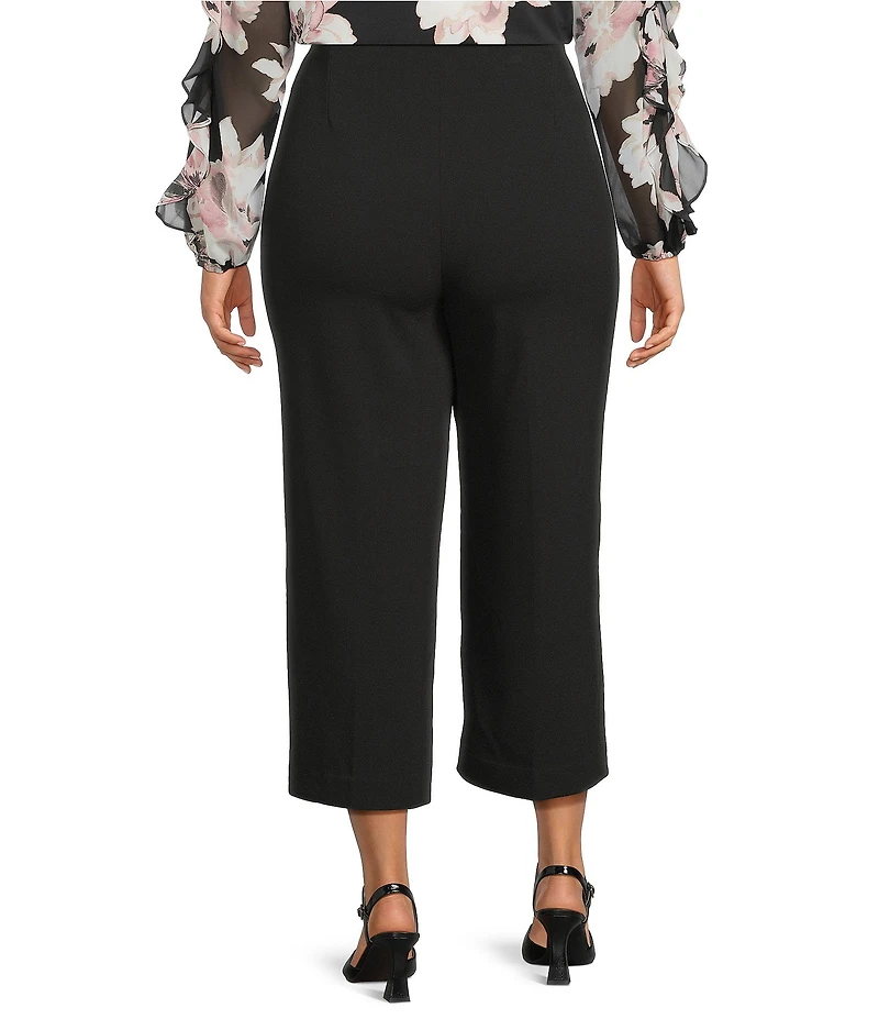 Anne Klein Plus High Rise Pull On Crop Wide Leg Pants