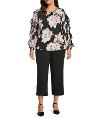 Anne Klein Plus High Rise Pull On Crop Wide Leg Pants