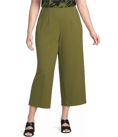 Anne Klein Plus Size High Rise Pull On Crop Wide Leg Pants