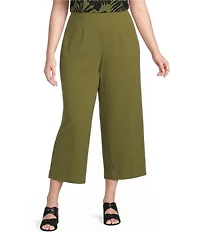 Anne Klein Plus Size High Rise Pull On Crop Wide Leg Pants