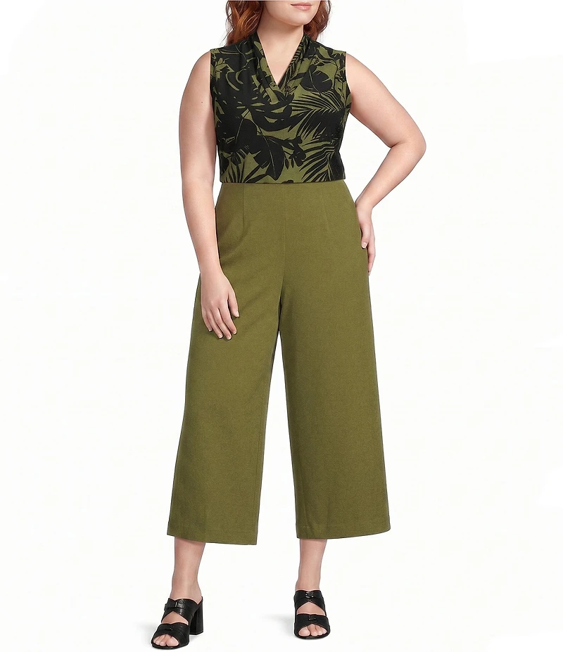 Anne Klein Plus Size High Rise Pull On Crop Wide Leg Pants