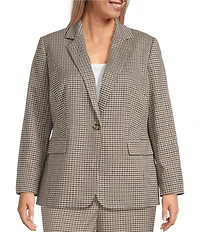 Anne Klein Plus Houndstooth One Button Coordinating Blazer