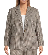 Anne Klein Plus Houndstooth One Button Coordinating Blazer