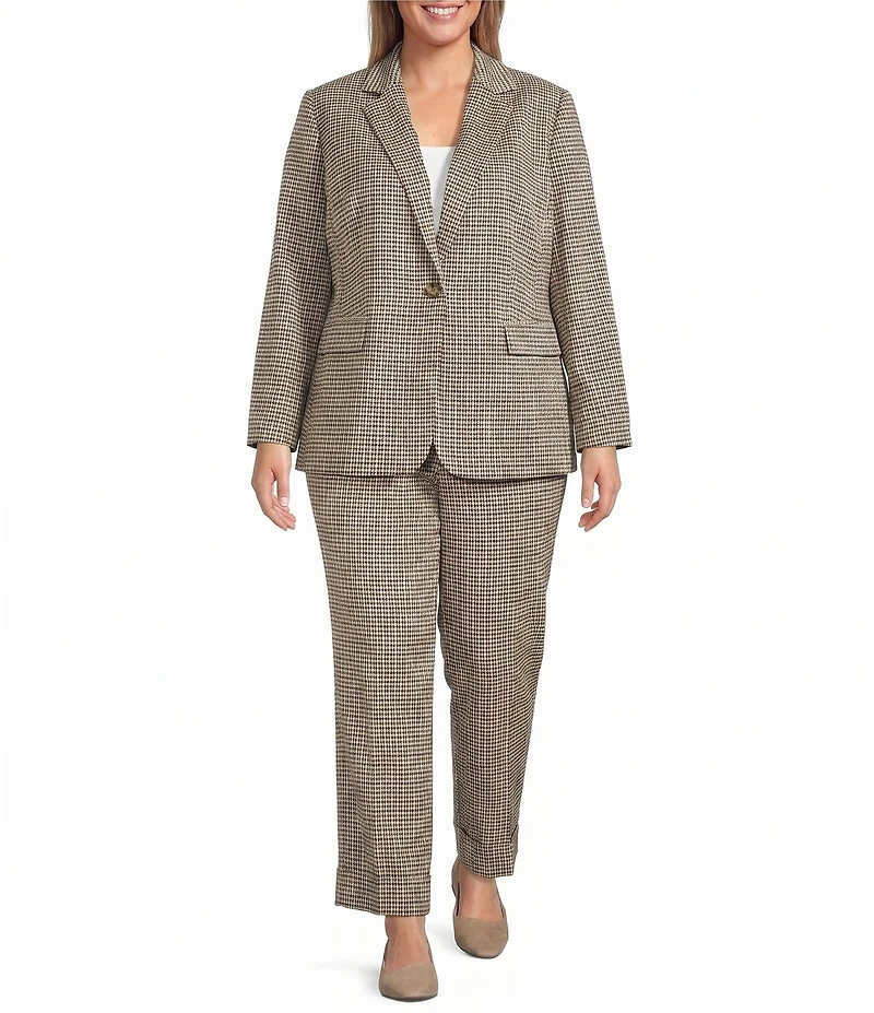 Anne Klein Plus Houndstooth One Button Coordinating Blazer