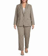 Anne Klein Plus Houndstooth One Button Coordinating Blazer