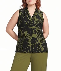 Anne Klein Plus Size Jersey Knit V Neck Sleeveless Blouse