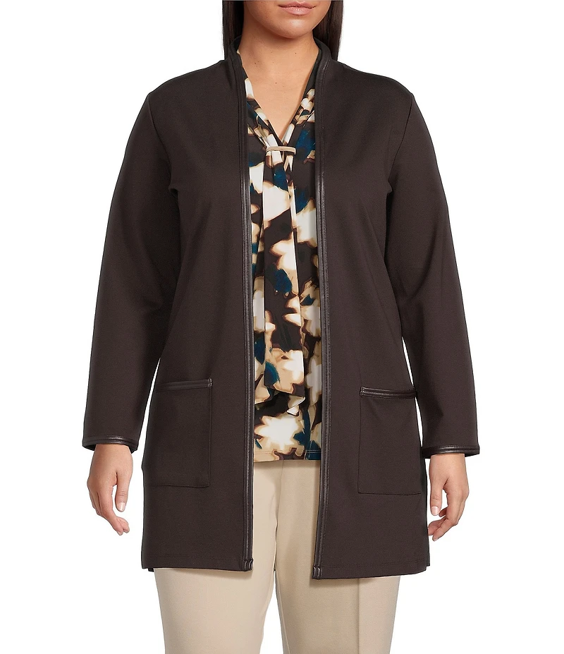 Anne Klein Plus Long Sleeve Cardigan With Patch Pockets
