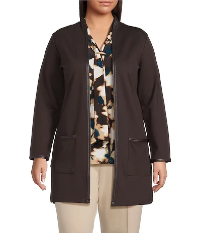 Anne Klein Plus Long Sleeve Cardigan With Patch Pockets