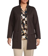 Anne Klein Plus Long Sleeve Cardigan With Patch Pockets