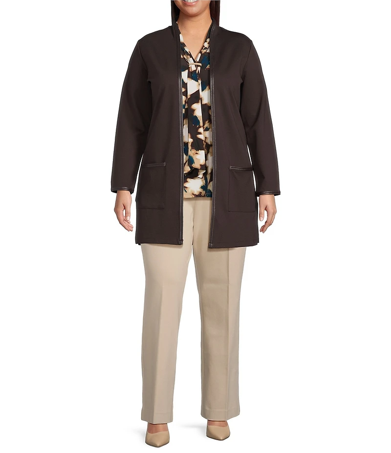 Anne Klein Plus Long Sleeve Cardigan With Patch Pockets