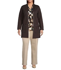 Anne Klein Plus Long Sleeve Cardigan With Patch Pockets