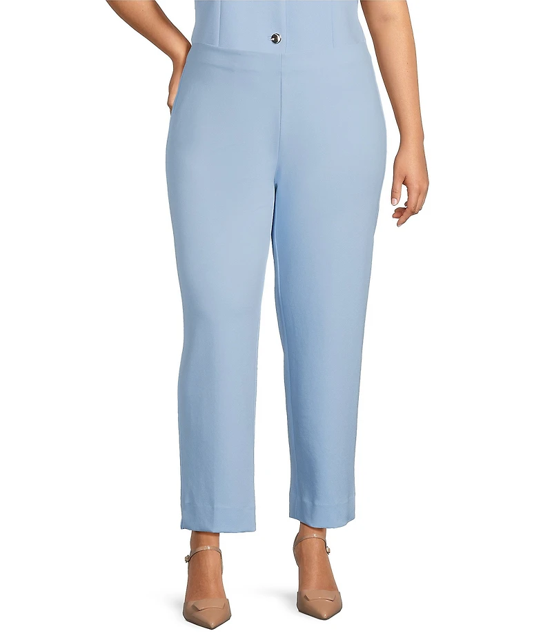 Anne Klein Plus Pull On Hollywood Waist Straight Ankle Heavy Cool Crepe